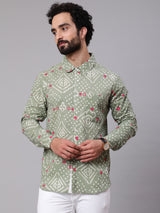 Pastel Green Bandhani Print Shirt - Elganza