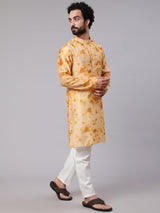 Beige Tie & Dye Print Long Kurta - Elganza