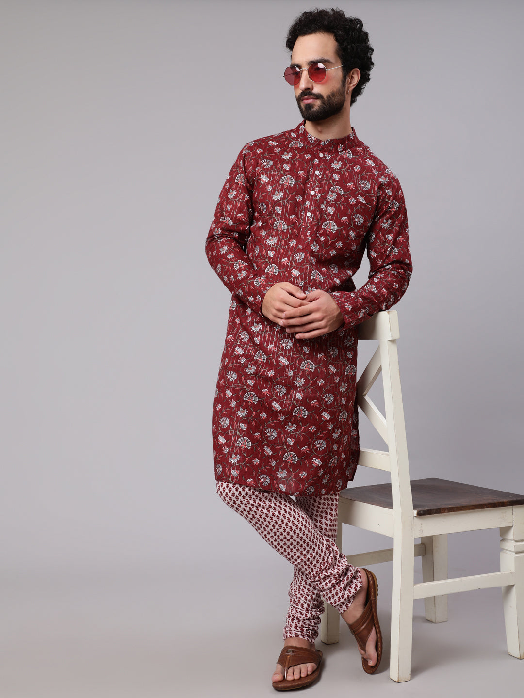 Maroon Printed Couple Combo - Elganza