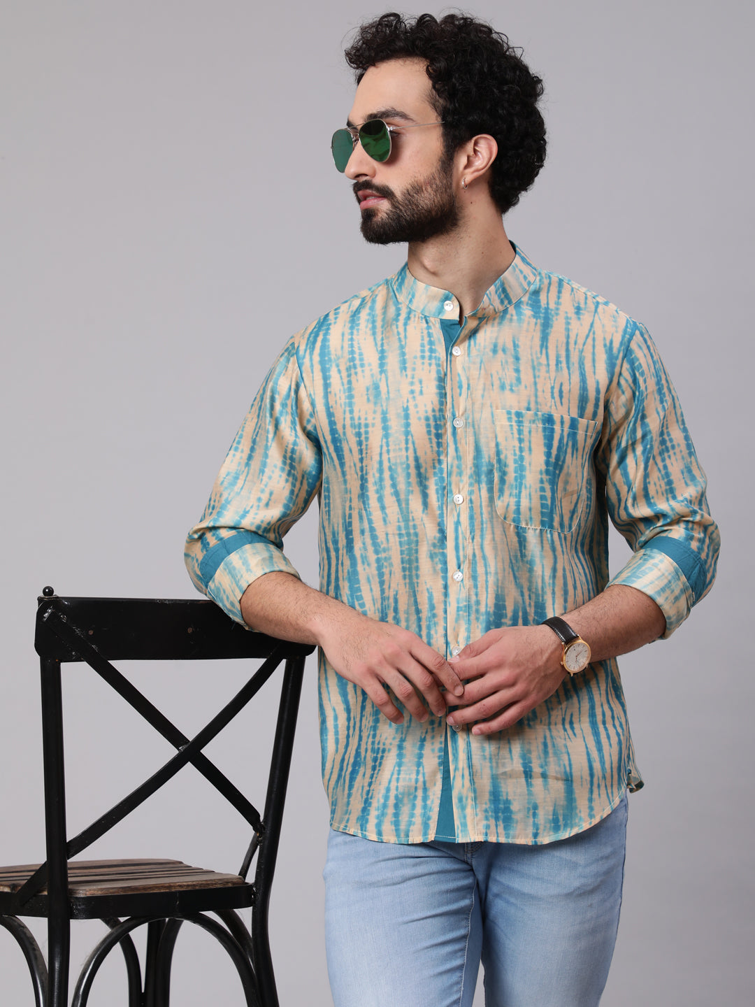 Cream Shibori Print Couple Combo - Elganza