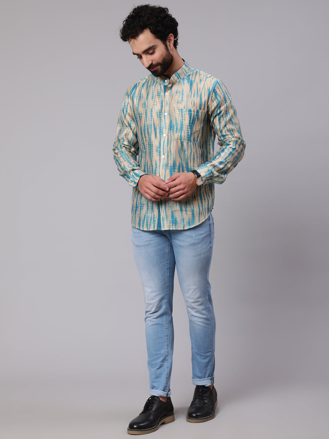 Cream Shibori Print Shirt - Elganza