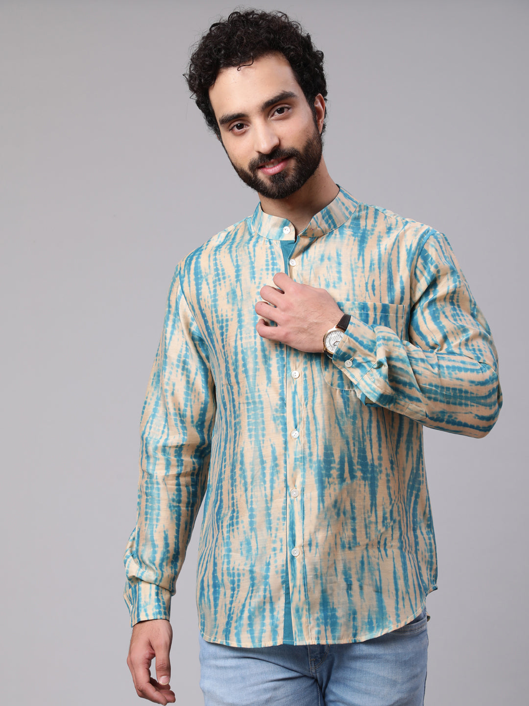 Cream Shibori Print Shirt - Elganza