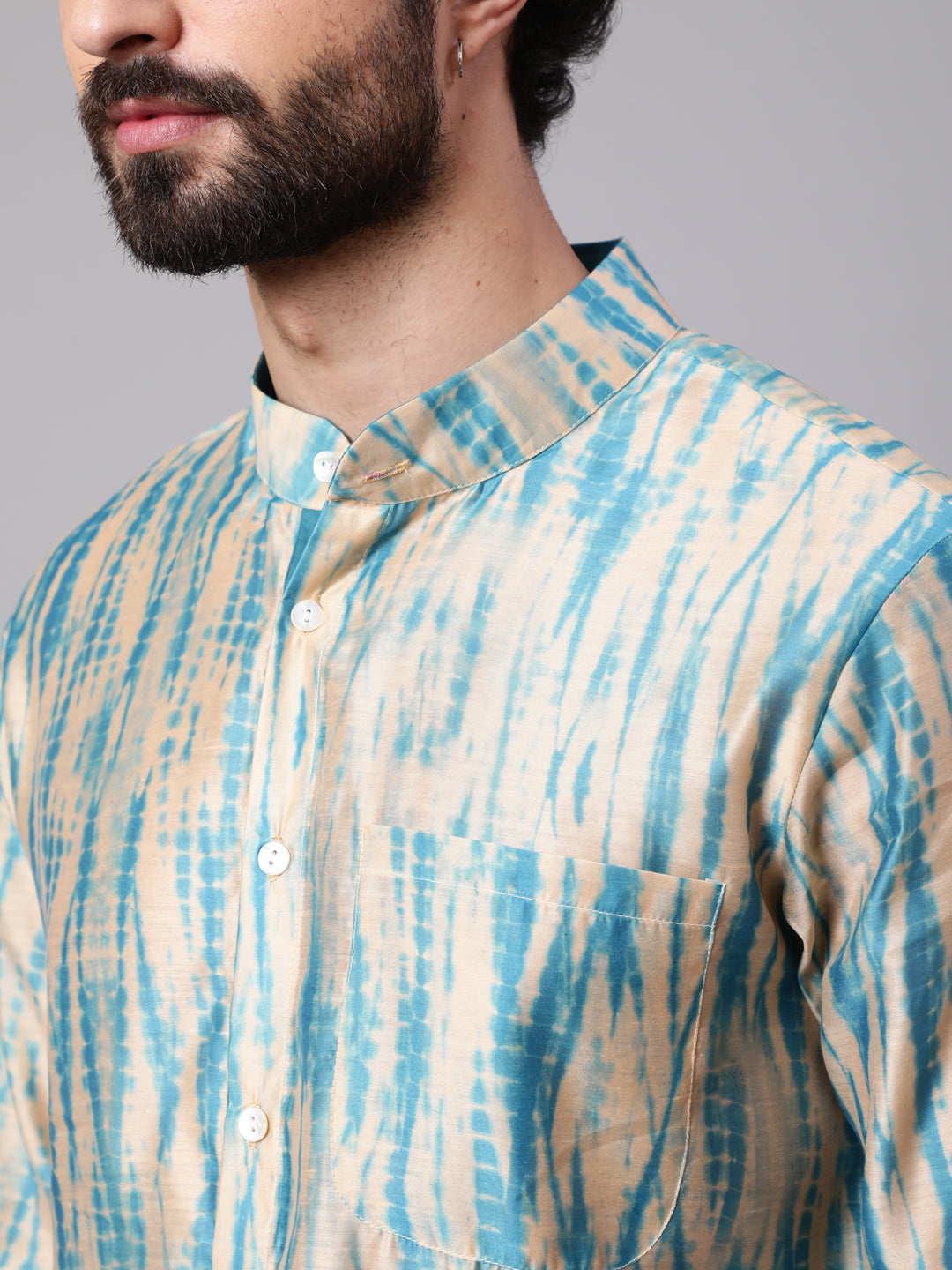 Cream Shibori Print Shirt - Elganza