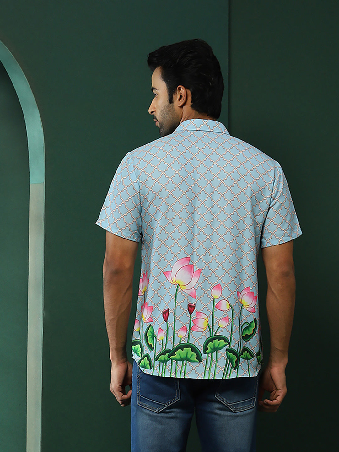 Blue Pichwai Print Couple Combo Set - Elganza