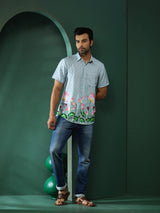 Blue Pichwai Print Couple Combo Set - Elganza