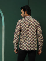 Cream Floral Print Couple Combo Set - Elganza