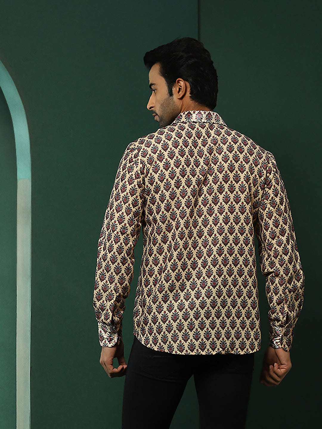 Cream Floral Print Couple Combo Set - Elganza