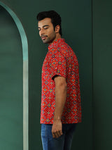 Red Patola Print Couple Combo Set - Elganza