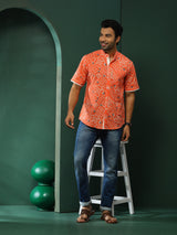 Peach Bandhani Print Shirt - Elganza