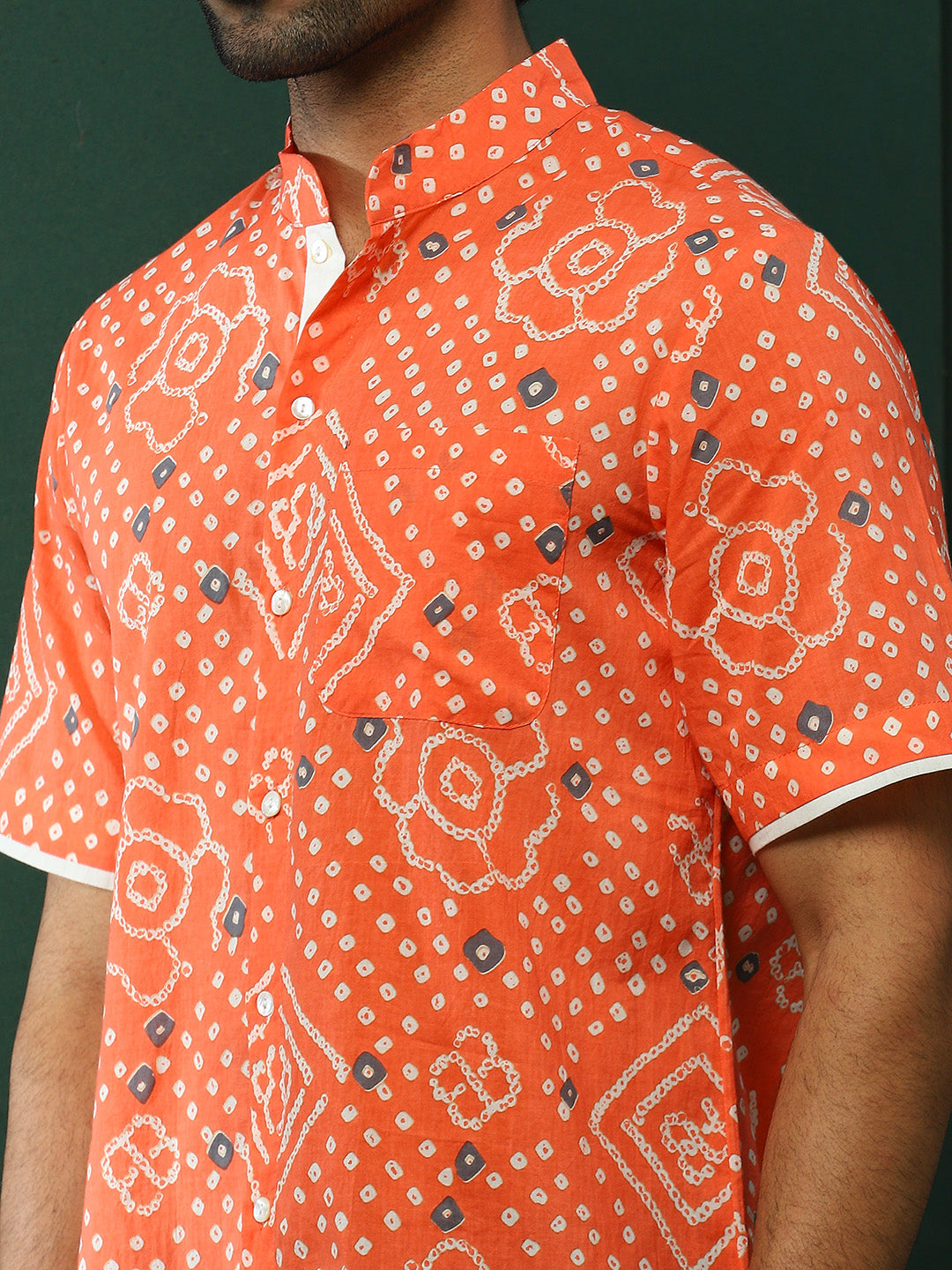 Peach Bandhani Print Shirt - Elganza