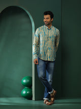 Cream Shibori Print Couple Combo Set - Elganza