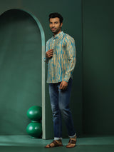 Cream Shibori Print Couple Combo Set - Elganza