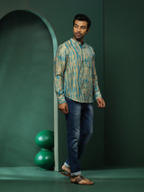 Cream Shibori Print Couple Combo Set - Elganza