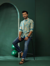 Cream Shibori Print Couple Combo Set - Elganza