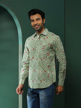Pastel Green Bandhani Print Shirt - Elganza