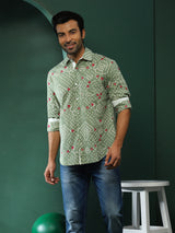 Pastel Green Bandhani Print Couple Combo Set - Elganza