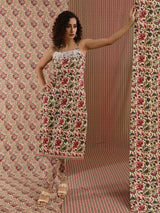 Cream Floral Print Kurta Pant With Feather Lace Details - Elganza