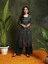 Green Floral Print Couple Combo - Elganza