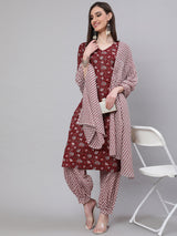 Maroon Printed Couple Combo - Elganza