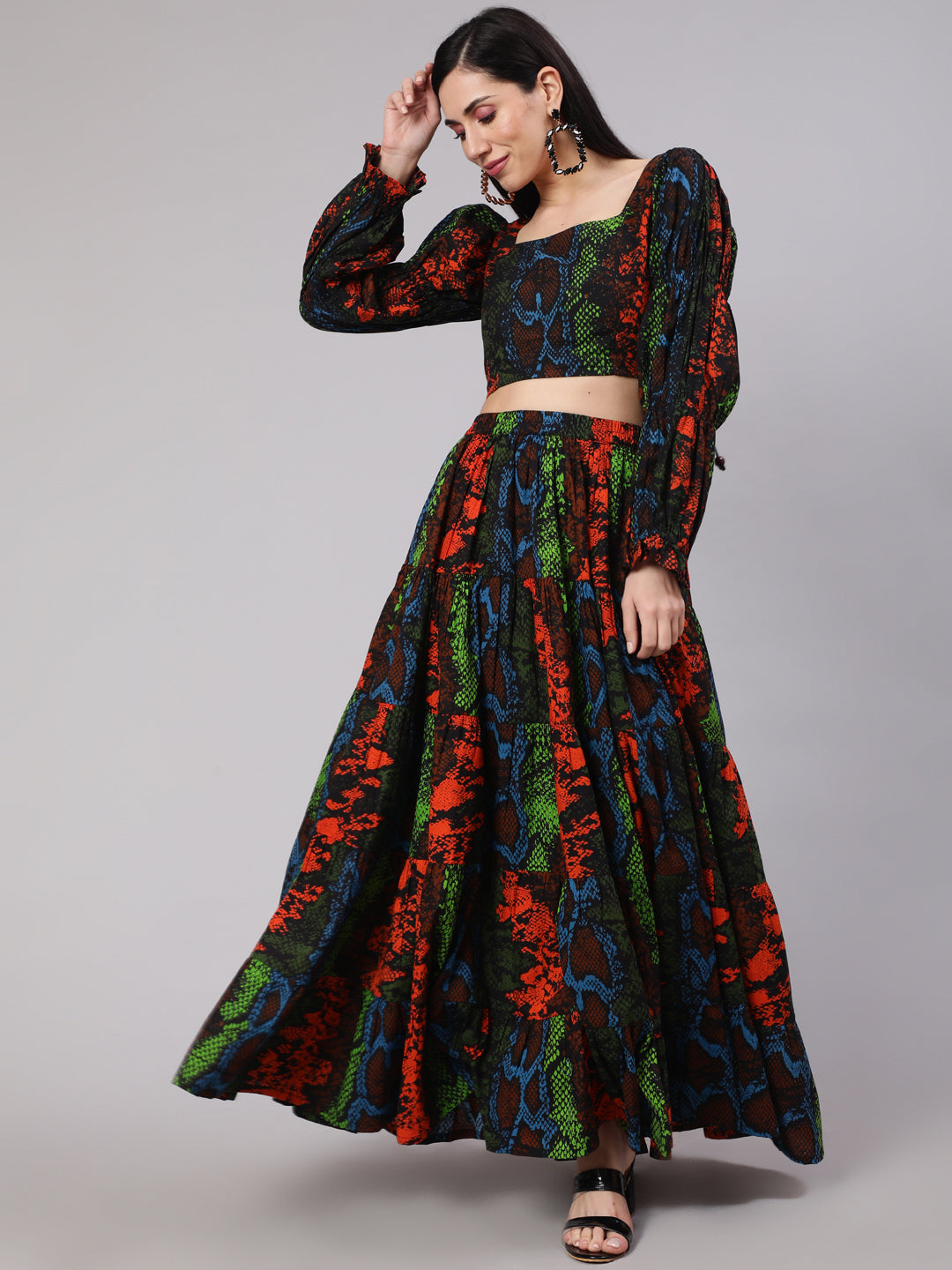 Multicolor Snake Print Co Ord Set - Elganza