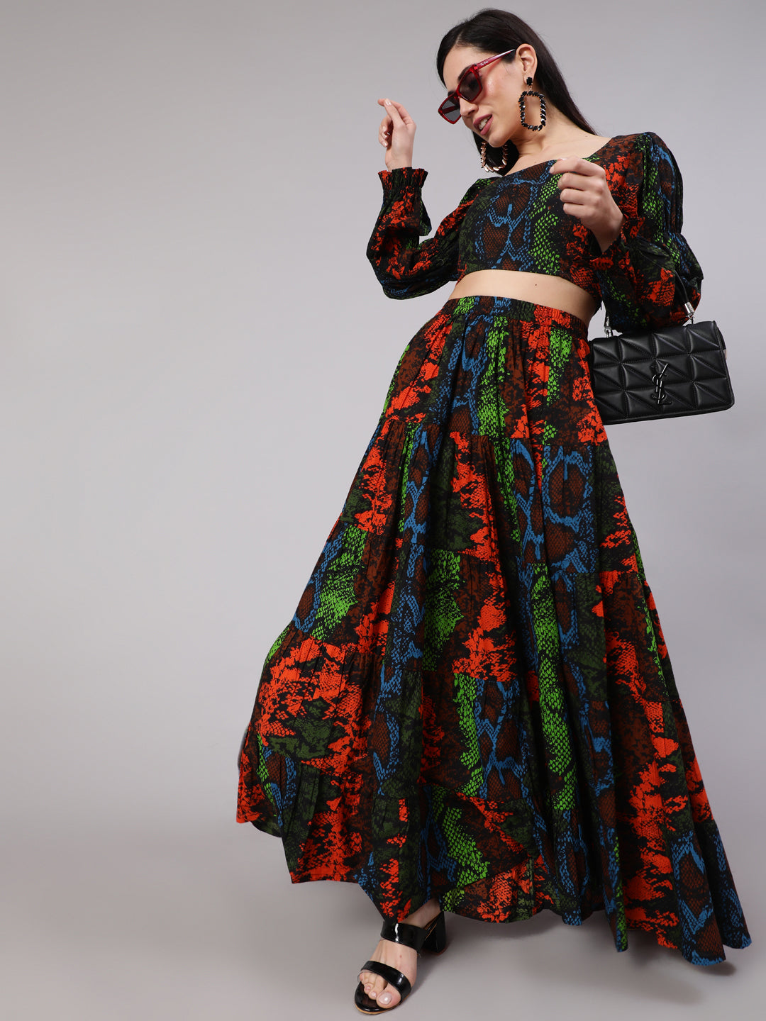 Multicolor Snake Print Co Ord Set - Elganza