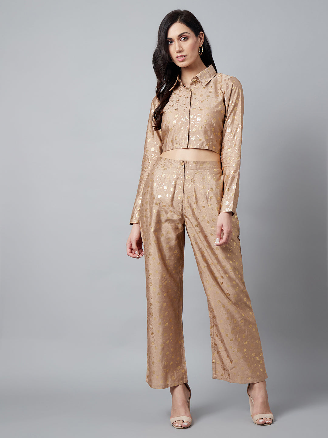 Gold Foil Printed Co Ord Set - Elganza
