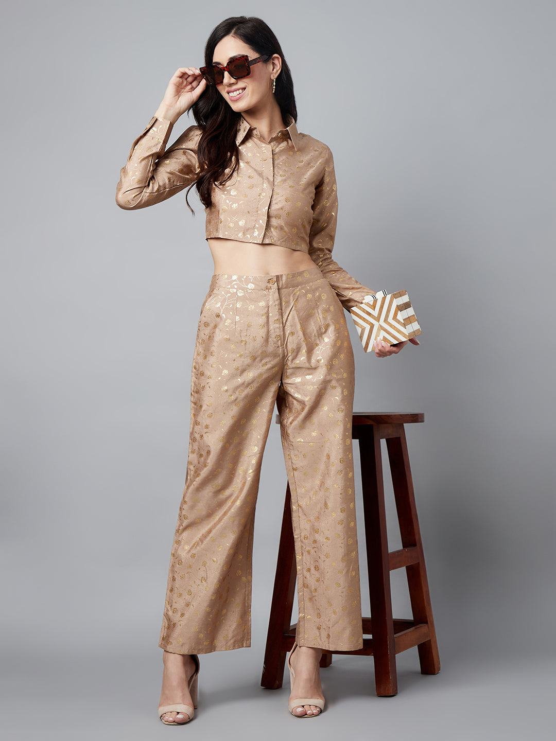Gold Foil Printed Co Ord Set - Elganza