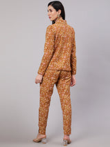 Mustard Floral Kantha Co Ord Set - Elganza