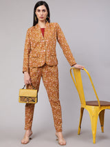 Mustard Floral Kantha Co Ord Set - Elganza