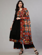 Black Printed Nyra Cut Kurta with Palazzo - Elganza