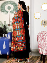 Black Printed Nyra Cut Kurta with Palazzo - Elganza