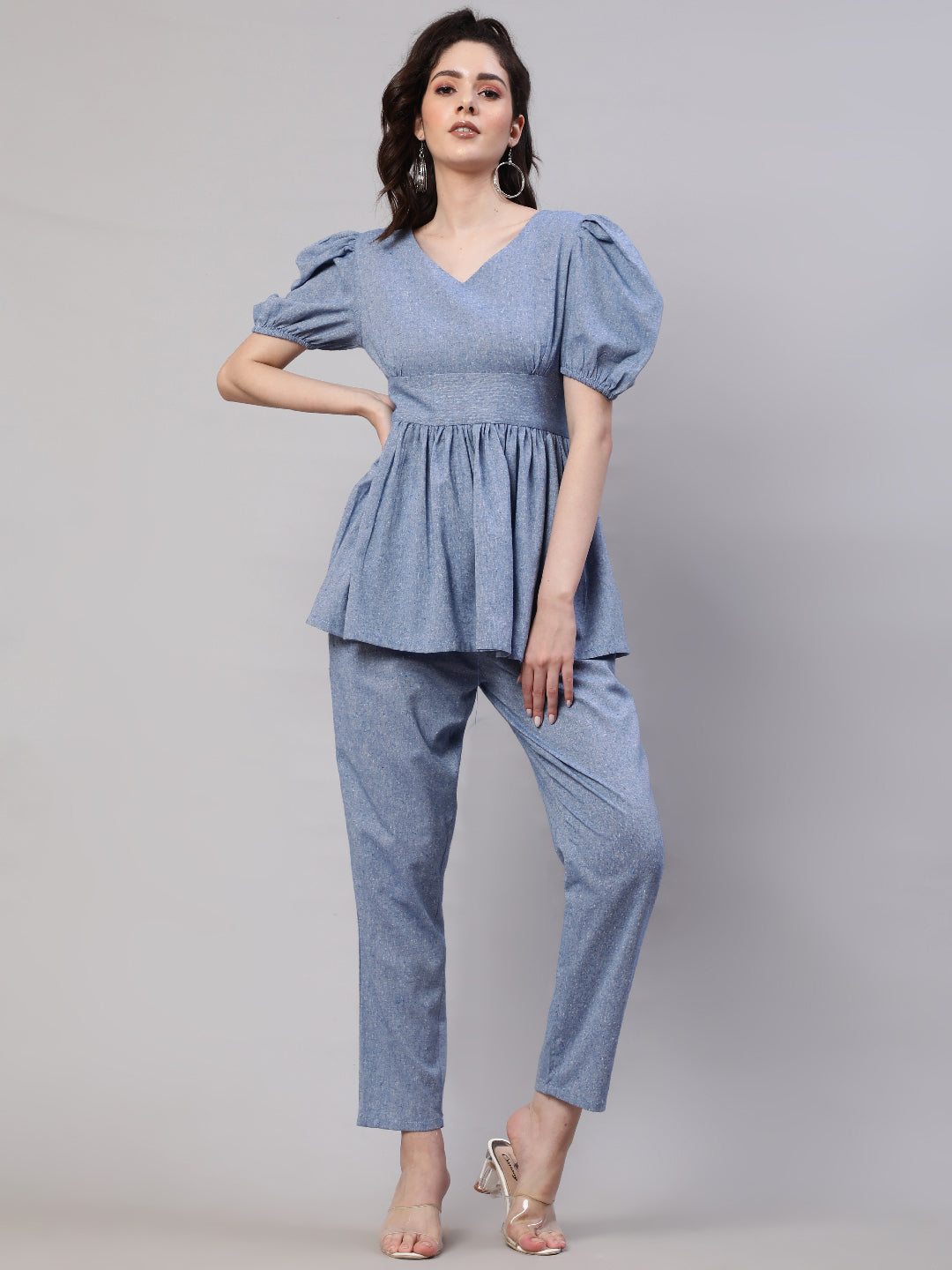 Blue Chambray Co-ord Set - Elganza