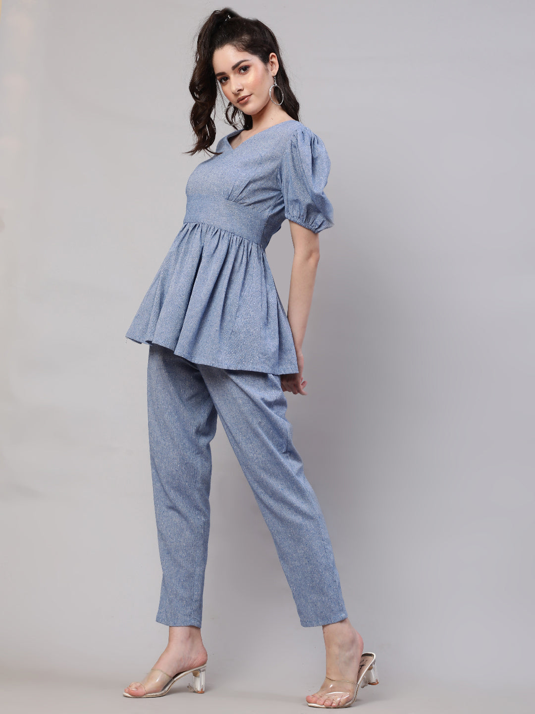 Blue Chambray Co-ord Set - Elganza