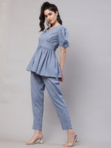 Blue Chambray Co-ord Set - Elganza