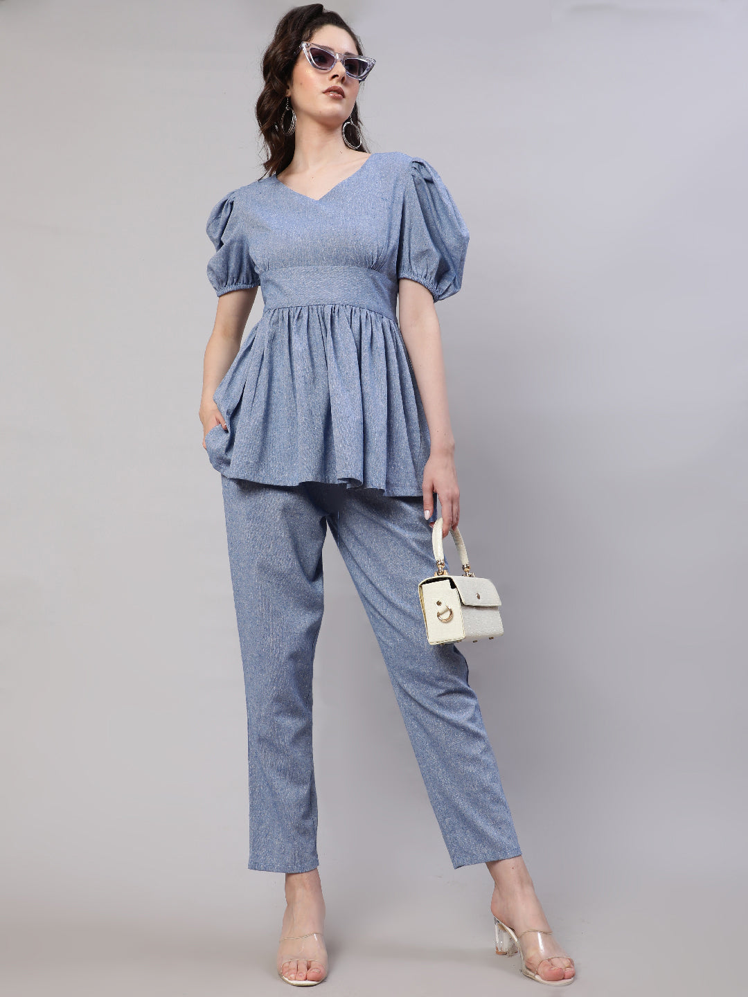 Blue Chambray Co-ord Set - Elganza
