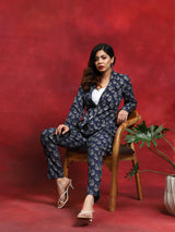 Navy Blue Printed Couple Combo Set - Elganza