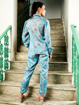 Blue Floral Print Co-ord Set - Elganza