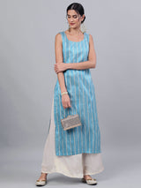 Blue Striped Kurta - Elganza