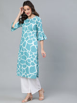 Blue Animal Print Kurta - Elganza