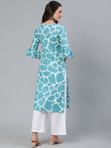 Blue Animal Print Kurta - Elganza