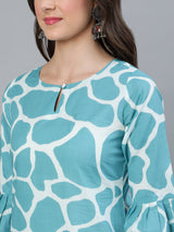 Blue Animal Print Kurta - Elganza