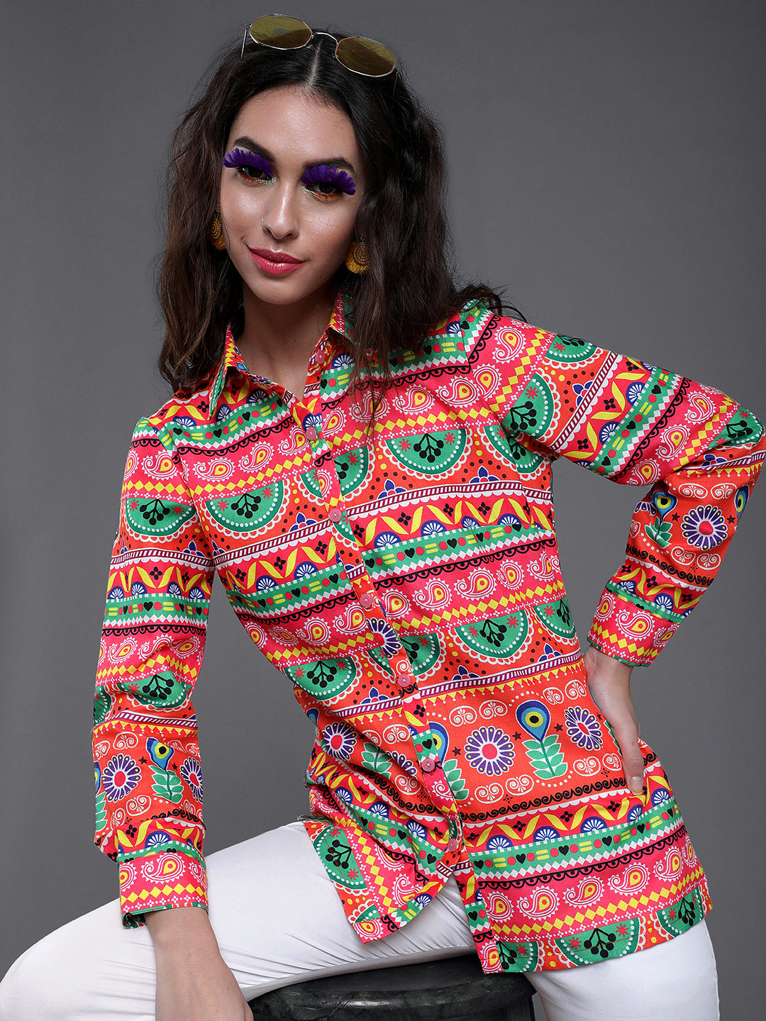 Multicolor Floral Print Shirt - Elganza