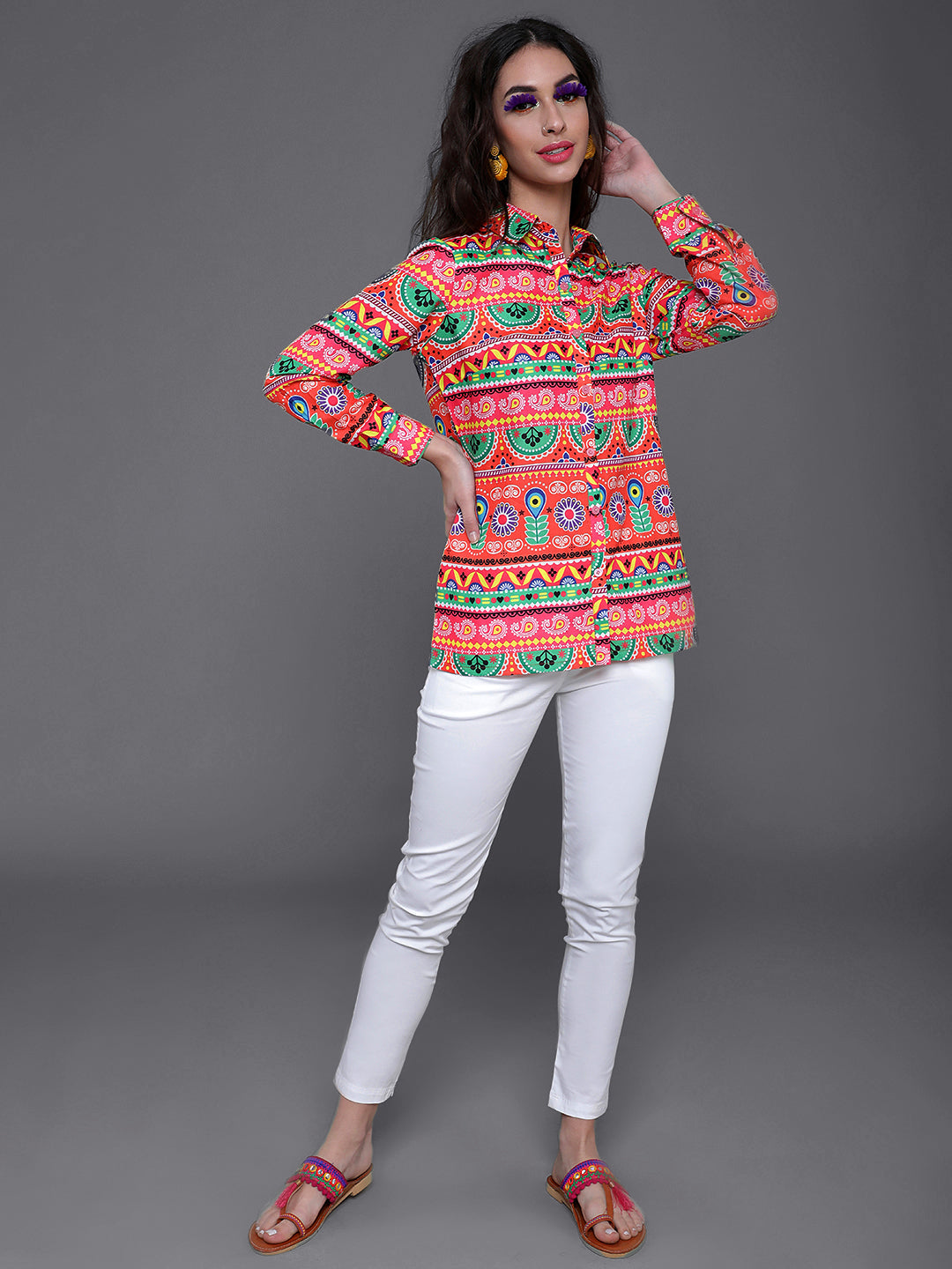 Multicolor Floral Print Shirt - Elganza