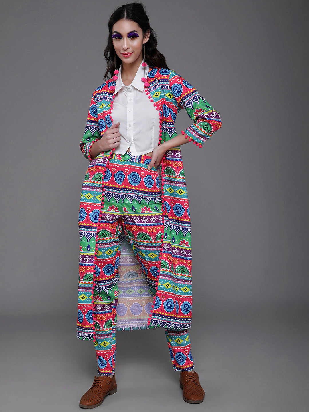 Multicolor Floral Print Jacket - Elganza