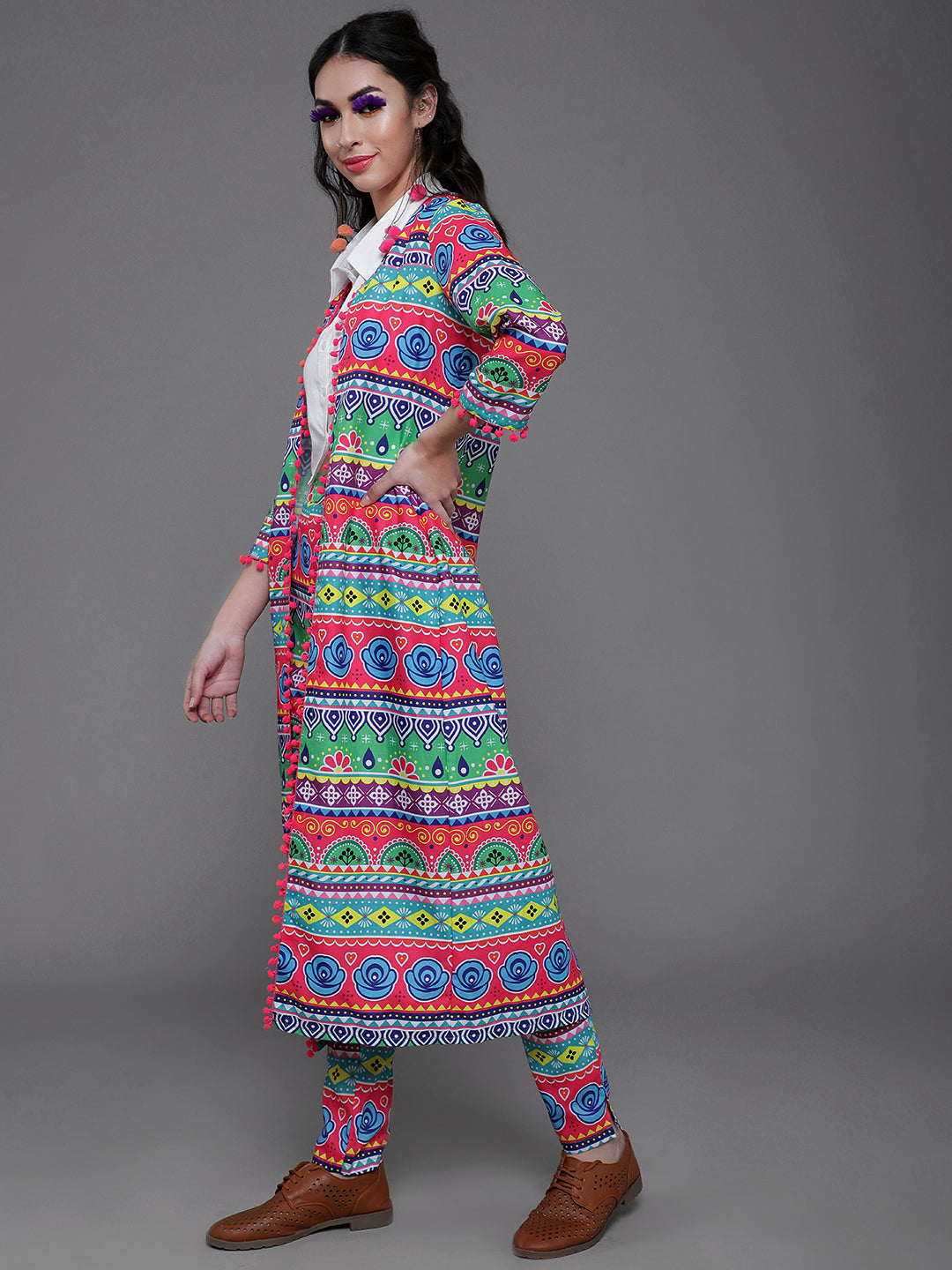 Multicolor Floral Print Jacket - Elganza