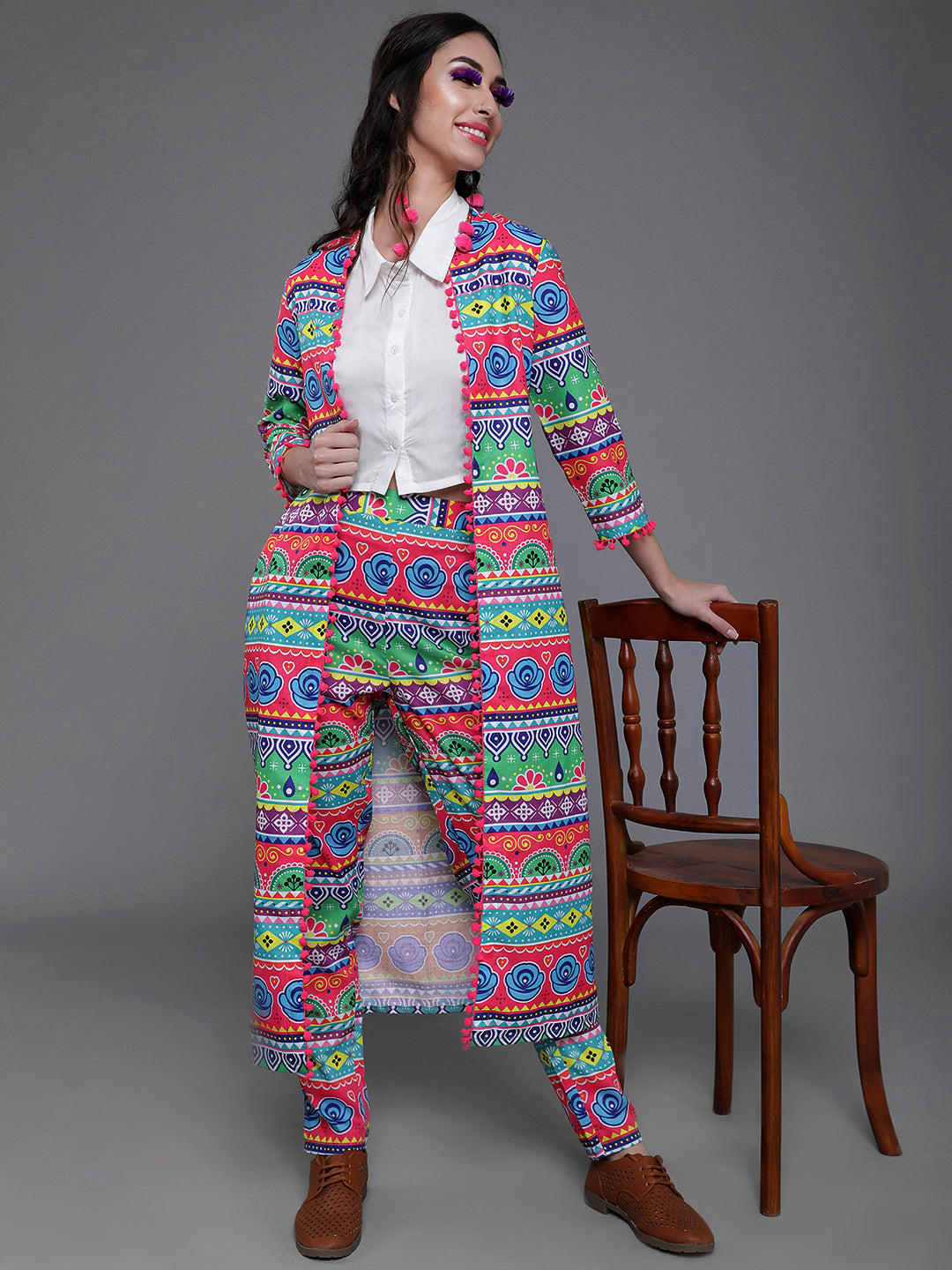 Multicolor Floral Print Jacket - Elganza