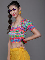 Multicolor Floral Print Crop Top - Elganza