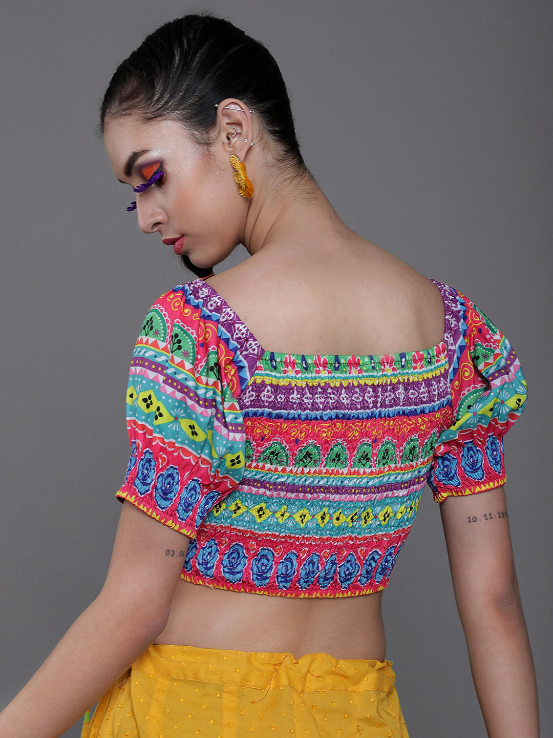 Multicolor Floral Print Crop Top - Elganza