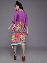 Purple Abstract Print Kaftan Dress - Elganza