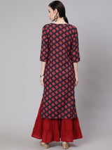 Maroon Printed Kurta - Elganza